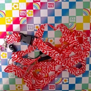 Red and White Zebra Print Lanyards NWOT